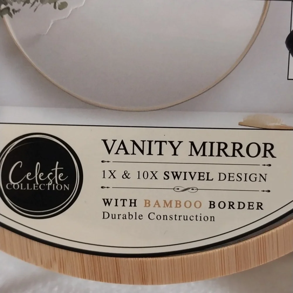 1X & 10X SWIVEL DESIGN BAMBOO BORDER VANITY MIRROR size 7